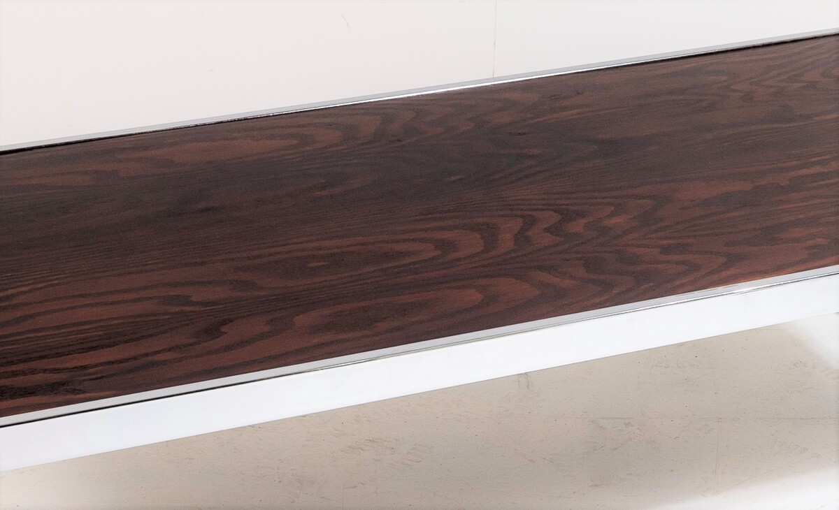 Large 1970s Mid Century Chrome Rosewood Coffee Table in the style of Merrow Associates - Image 7