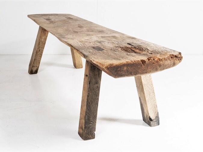 Welsh 19th Century Authentic 5ft Long Elm Pig Bench of Superb Character