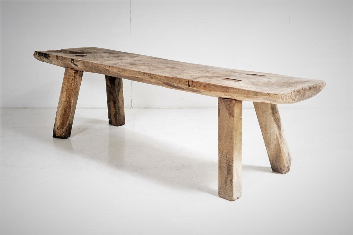 Welsh 19th Century Authentic 5ft Long Elm Pig Bench of Superb Character - Image 4