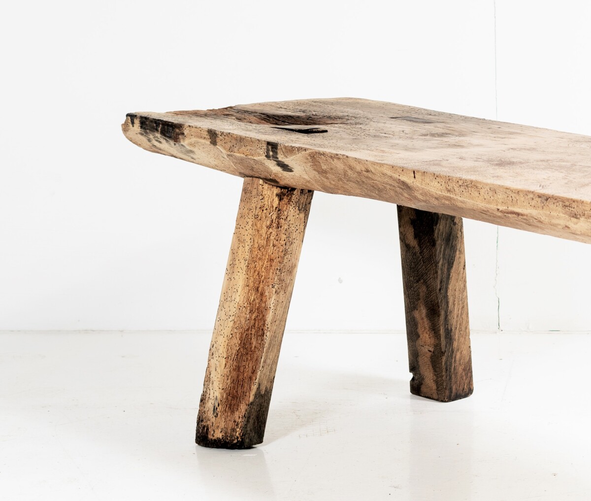 Welsh 19th Century Authentic 5ft Long Elm Pig Bench of Superb Character - Image 10