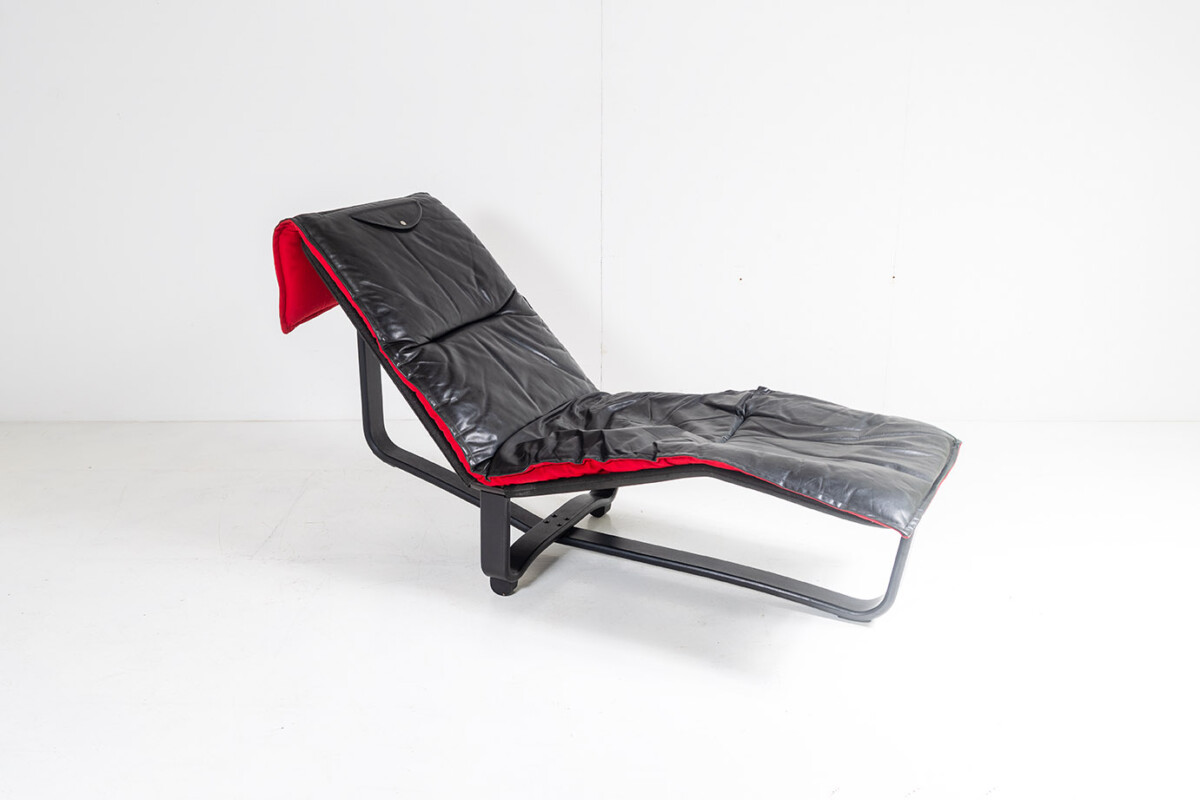 Mid Century 1970s Ingmar Relling Black Leather Reclining Chaise Lounger - Image 10