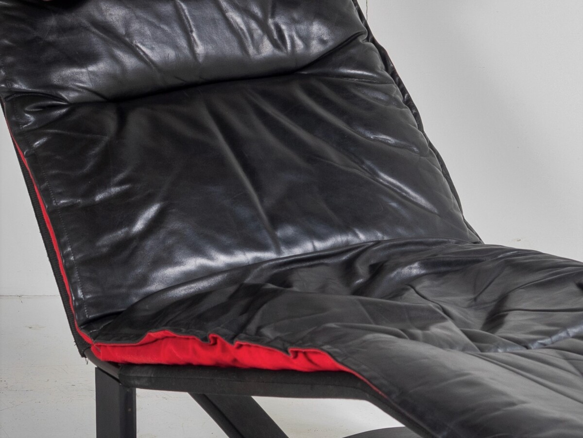 Mid Century 1970s Ingmar Relling Black Leather Reclining Chaise Lounger - Image 16