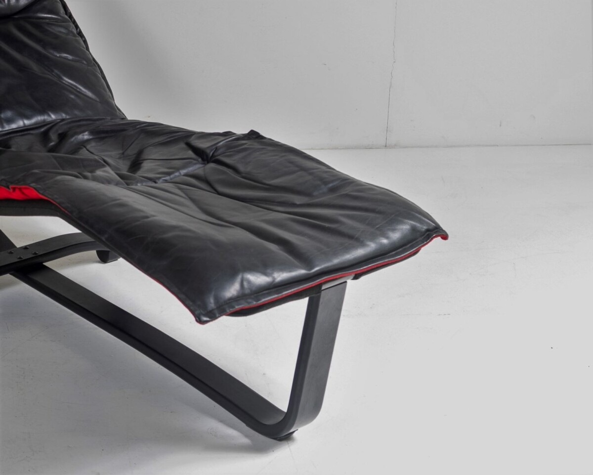 Mid Century 1970s Ingmar Relling Black Leather Reclining Chaise Lounger - Image 15