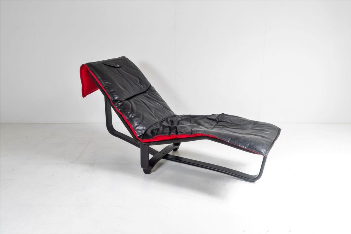 Mid Century 1970s Ingmar Relling Black Leather Reclining Chaise Lounger - Image 14