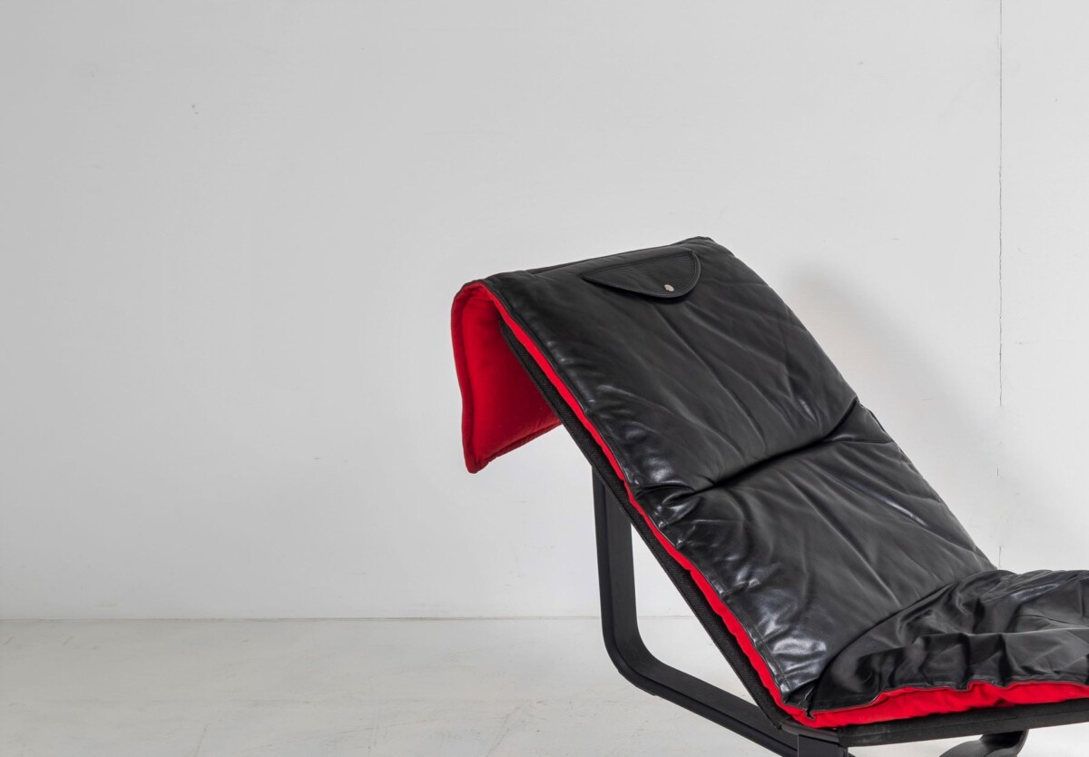 Mid Century 1970s Ingmar Relling Black Leather Reclining Chaise Lounger - Image 8