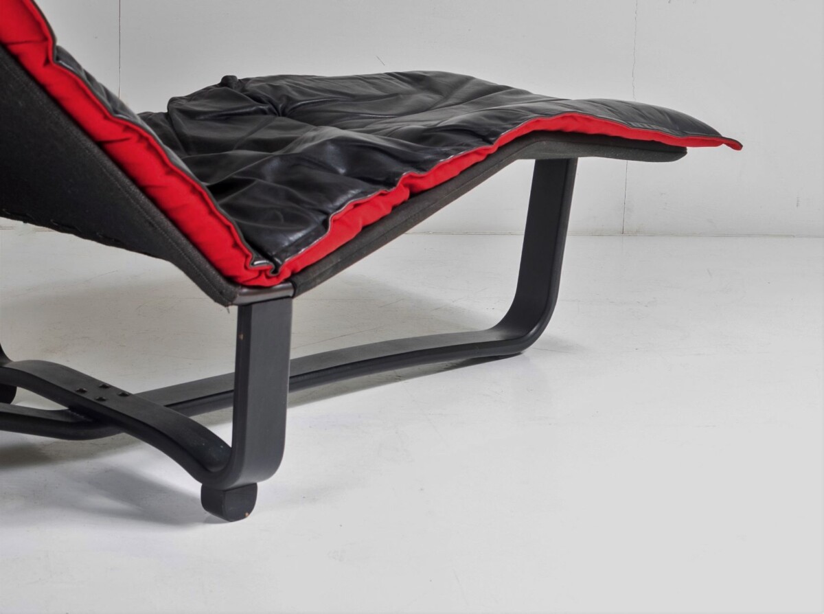 Mid Century 1970s Ingmar Relling Black Leather Reclining Chaise Lounger - Image 17