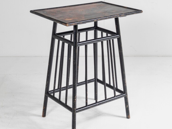 1920s Bamboo Style Ebonised Oriental Japanned Occasional Side Table