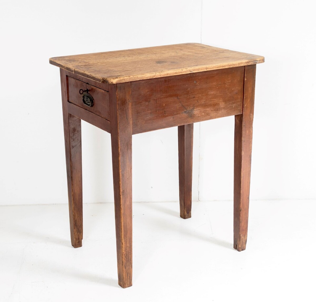 Unusual Welsh Pine Hall Occasional Table Desk with Single Drawer Circa 1890 - Image 11