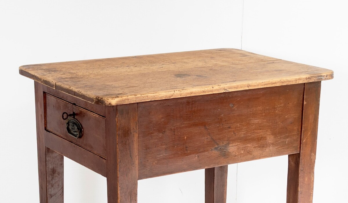 Unusual Welsh Pine Hall Occasional Table Desk with Single Drawer Circa 1890 - Image 8