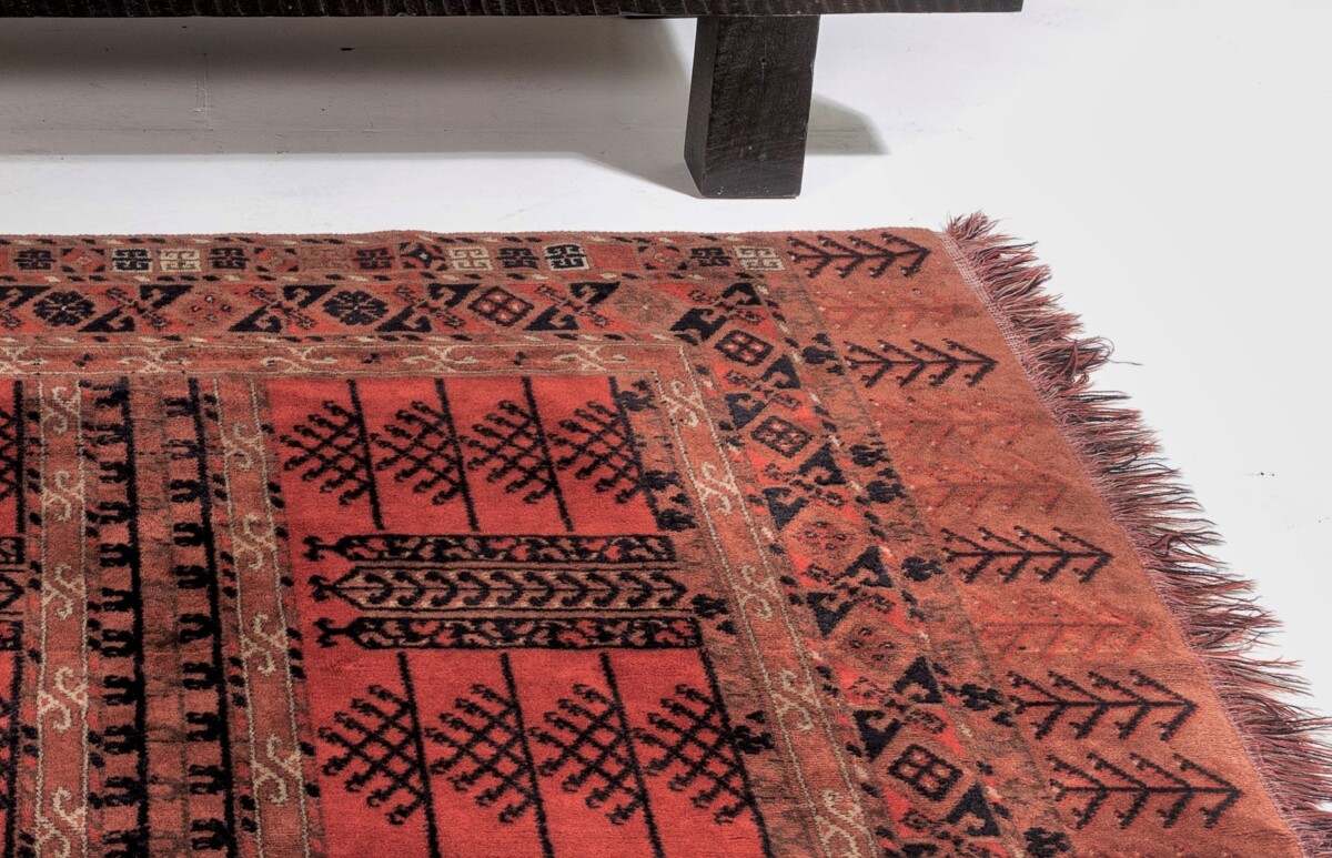 Excellent Vintage Soft Wool Tribal Oriental Rug with Earthy Red Orange Tones - Image 4