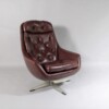 A Mid Century 1960s Swivel Egg Chair in Brown Faux Leather