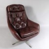 A Mid Century 1960s Swivel Egg Chair in Brown Faux Leather - Image 3