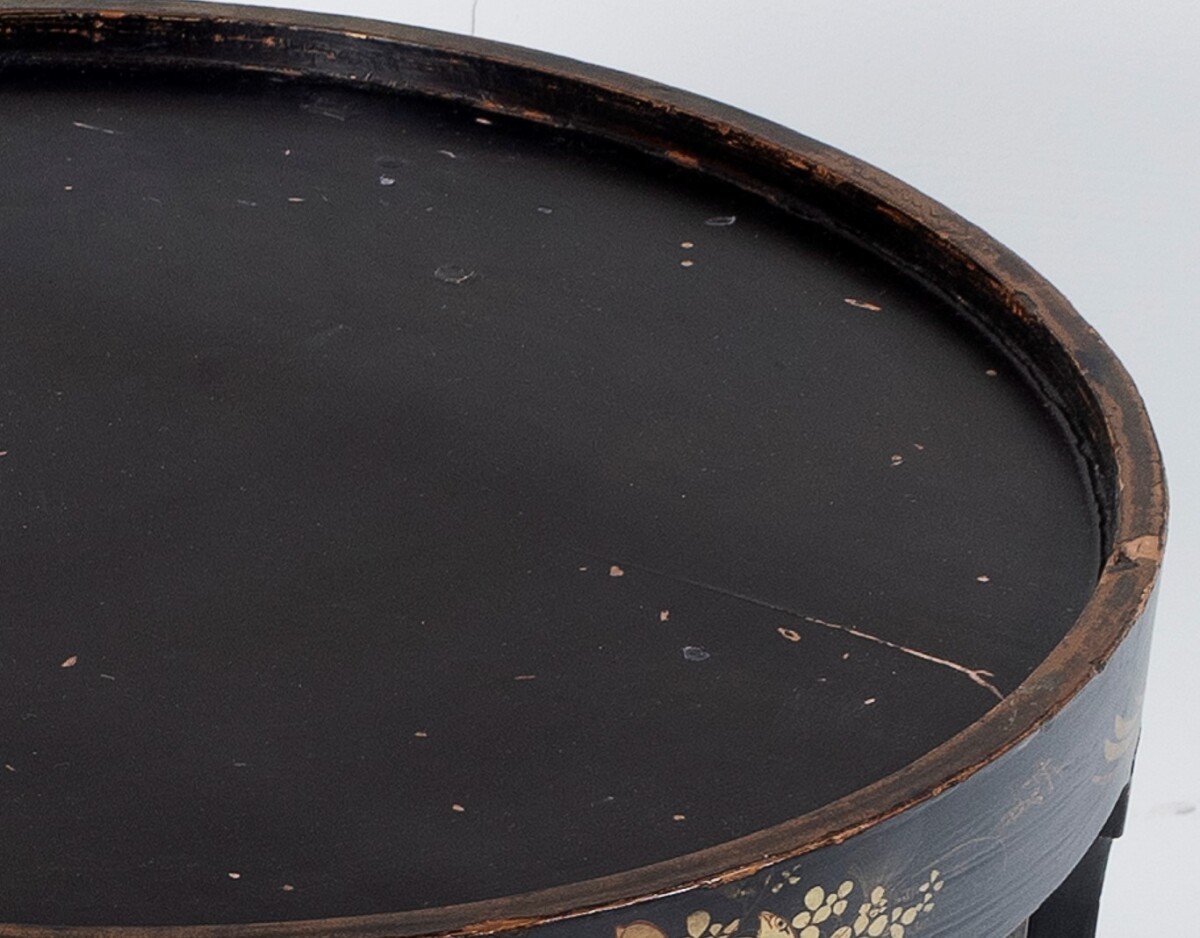Antique Oriental Chinoiserie Ebonised and Gilt Circular Japanese Occasional Side Table - Image 11