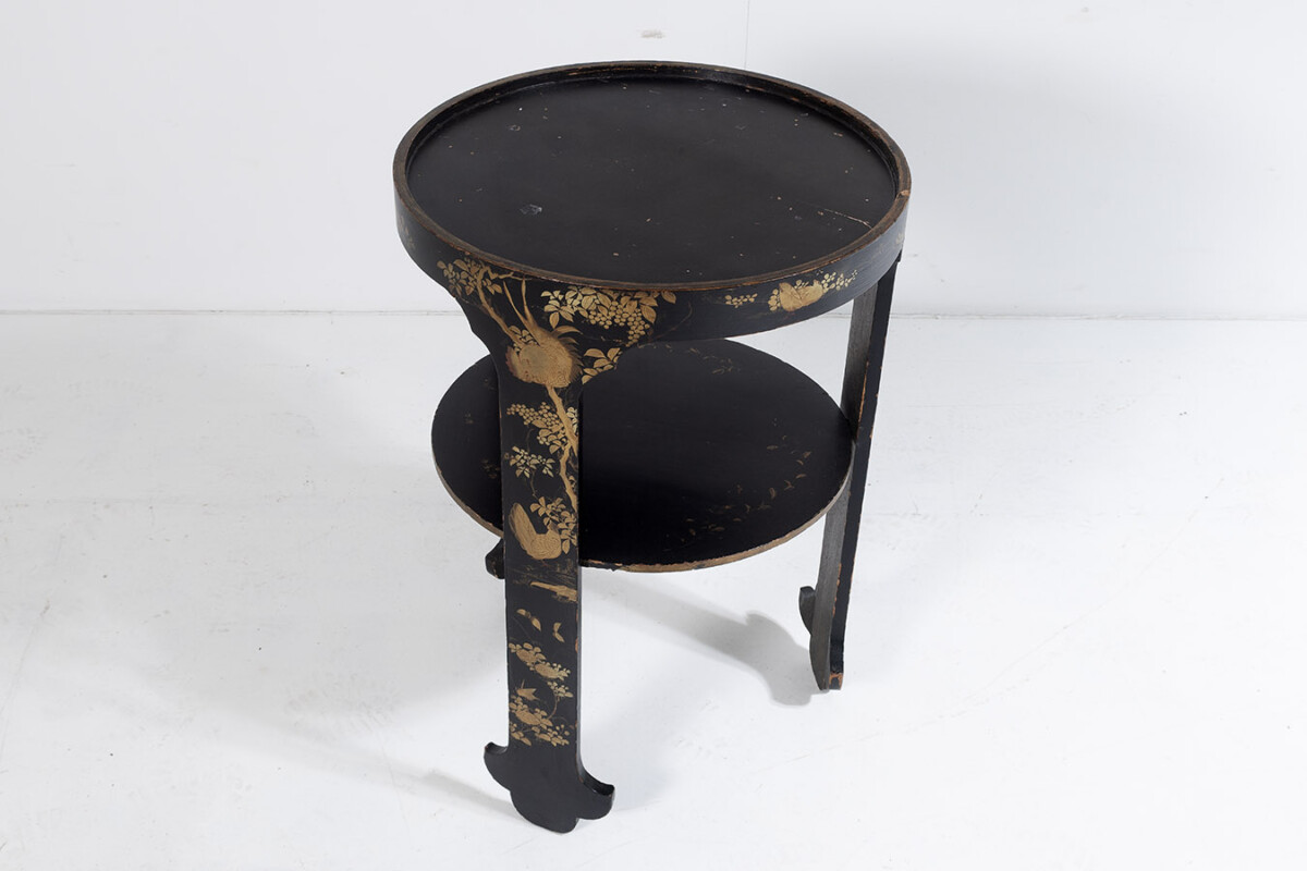 Antique Oriental Chinoiserie Ebonised and Gilt Circular Japanese Occasional Side Table - Image 7