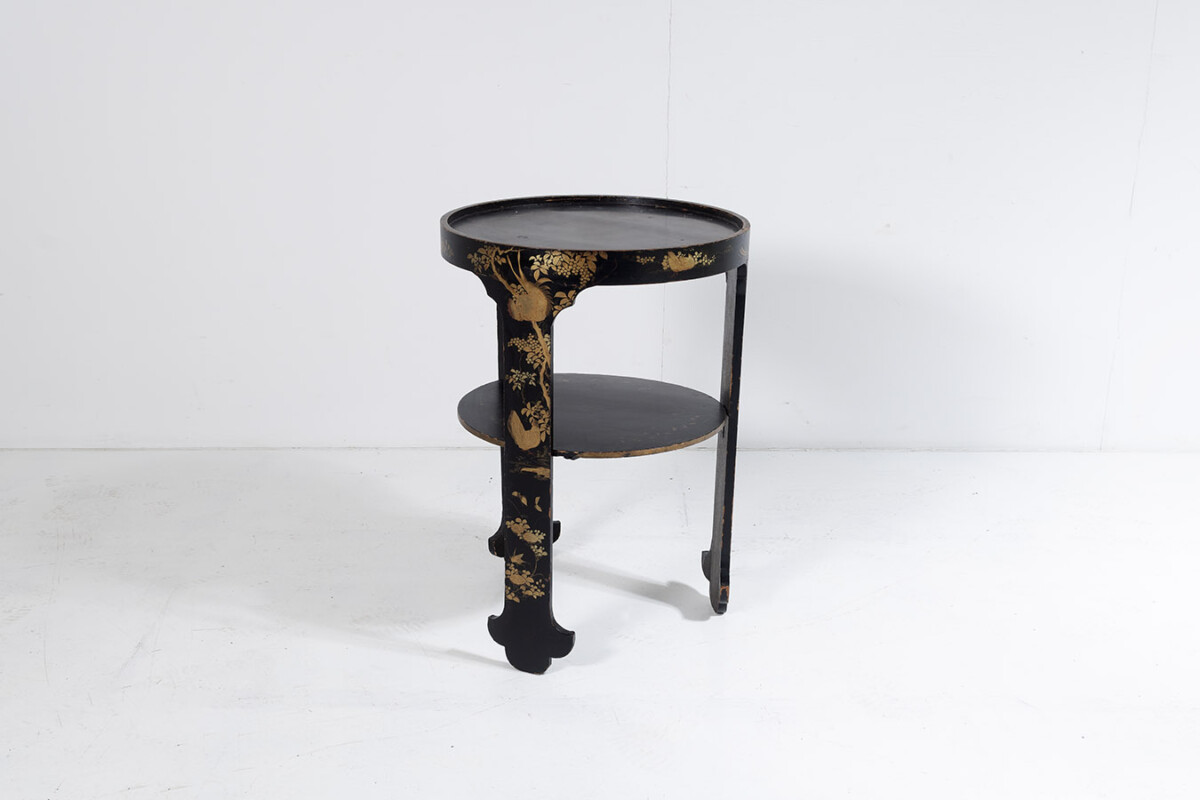 Antique Oriental Chinoiserie Ebonised and Gilt Circular Japanese Occasional Side Table - Image 5