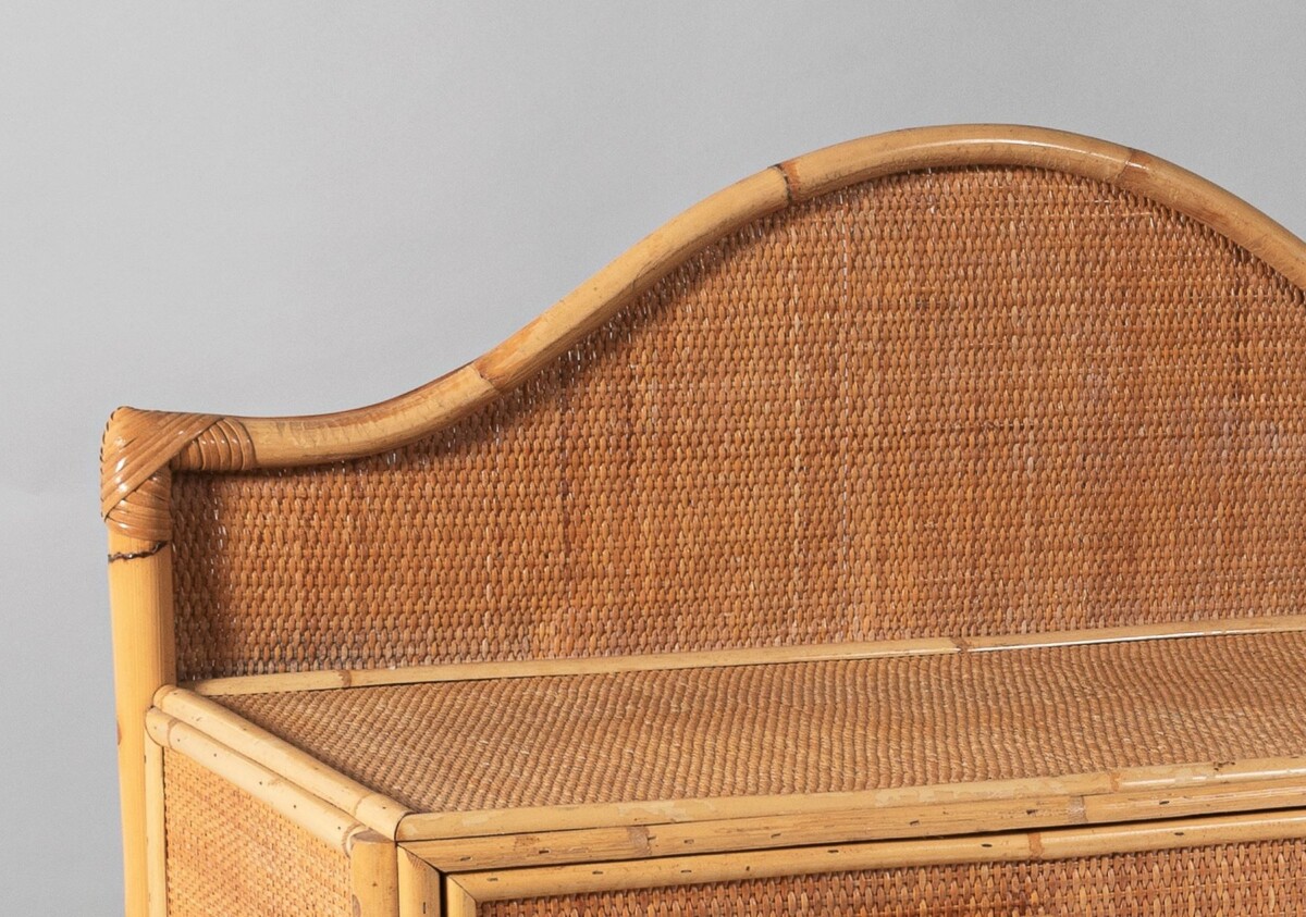 Vintage Mid Century Boho Bamboo Rattan Two Drawer Vanity Dressing Table Desk - Image 12