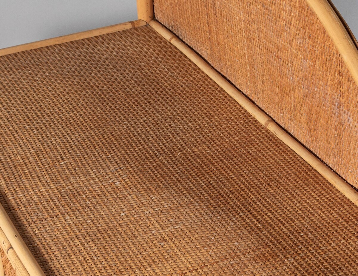 Vintage Mid Century Boho Bamboo Rattan Two Drawer Vanity Dressing Table Desk - Image 10