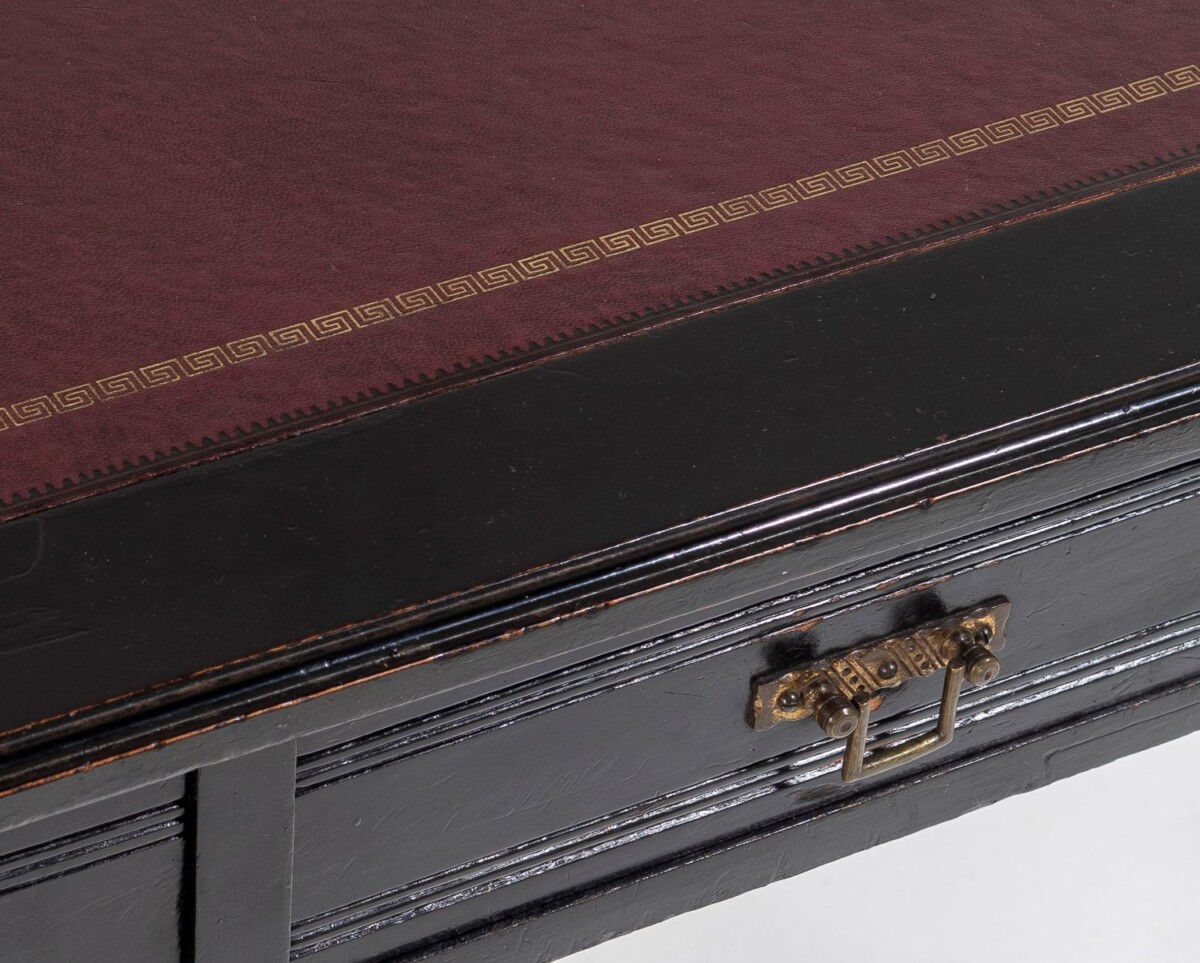 Small 19thC Aesthetic Movement Ebonised Leather Top Writing Desk - Image 13