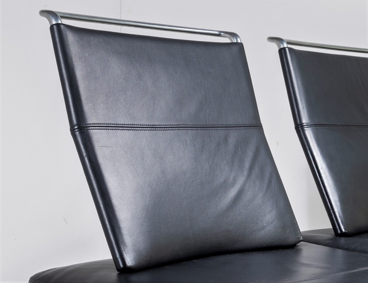 Italian Designed Black Leather Waiting Area Lounge Seating Sofa by Antonio Citterio for Vitra - 3 Seater - Image 7