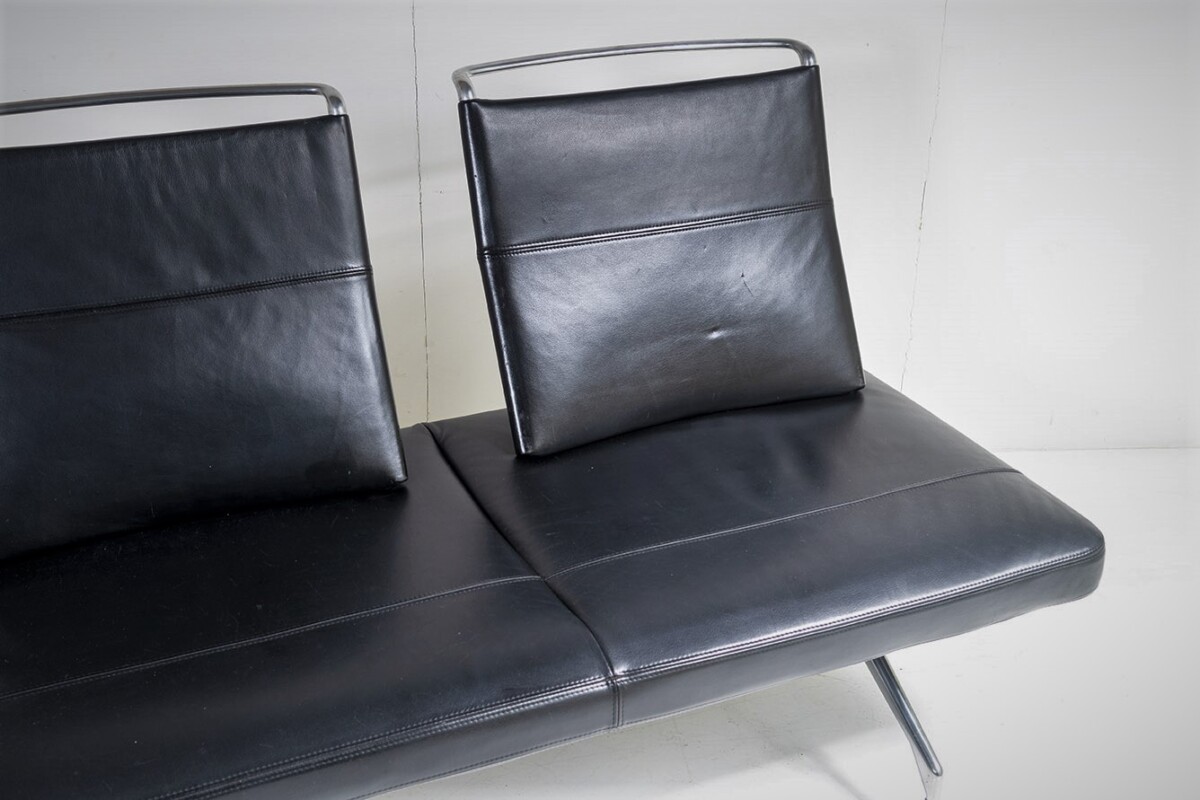 Italian Designed Black Leather Waiting Area Lounge Seating Sofa by Antonio Citterio for Vitra - 3 Seater - Image 5