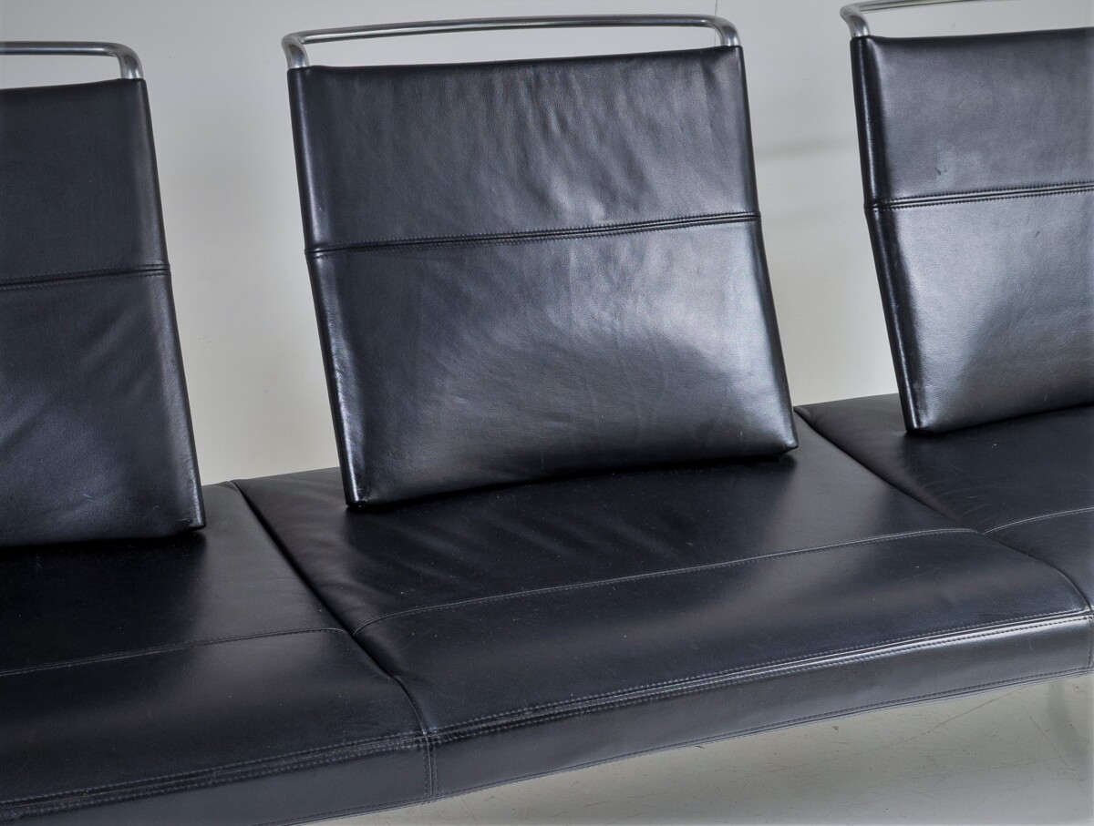 Italian Designed Black Leather Waiting Area Lounge Seating Sofa by Antonio Citterio for Vitra - 3 Seater - Image 9