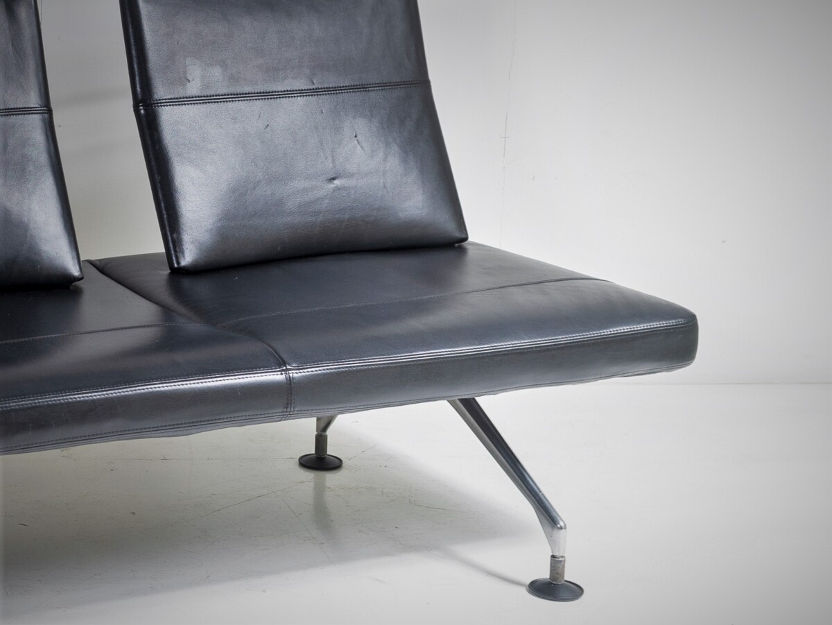 Italian Designed Black Leather Waiting Area Lounge Seating Sofa by Antonio Citterio for Vitra - 3 Seater - Image 8