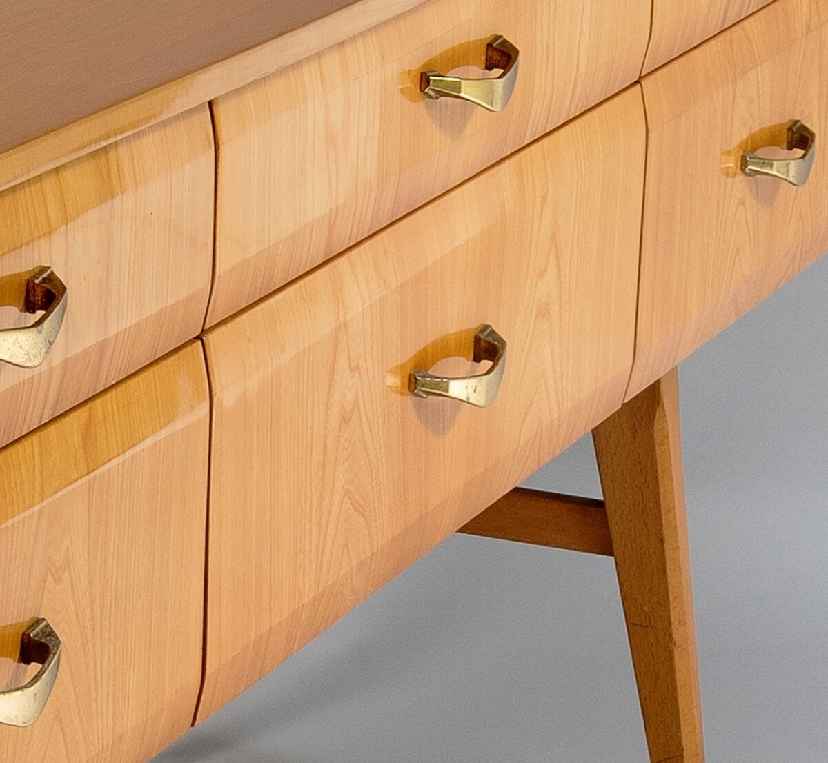 Stylish 1960s Mid Century Modern High Gloss Maple Credenza Sideboard 6 drawer Console Unit - Image 13