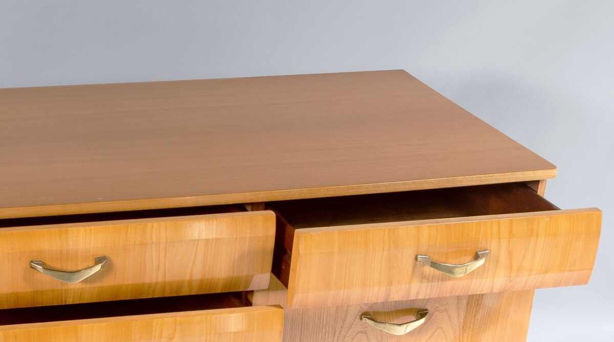 Stylish 1960s Mid Century Modern High Gloss Maple Credenza Sideboard 6 drawer Console Unit - Image 12