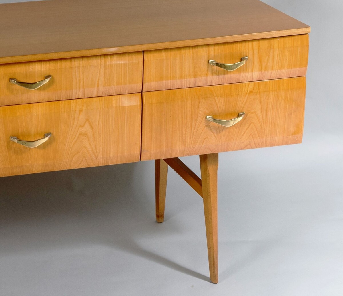 Stylish 1960s Mid Century Modern High Gloss Maple Credenza Sideboard 6 drawer Console Unit - Image 6