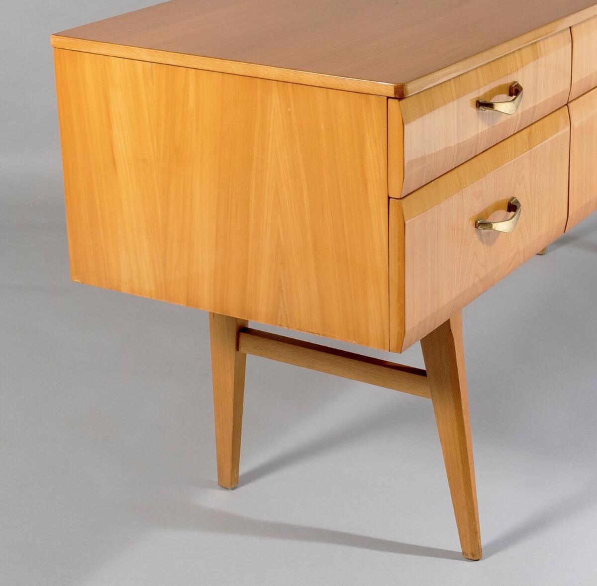 Stylish 1960s Mid Century Modern High Gloss Maple Credenza Sideboard 6 drawer Console Unit - Image 5