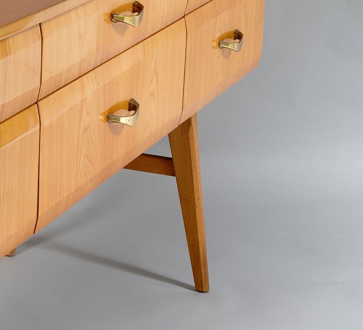 Stylish 1960s Mid Century Modern High Gloss Maple Credenza Sideboard 6 drawer Console Unit - Image 4