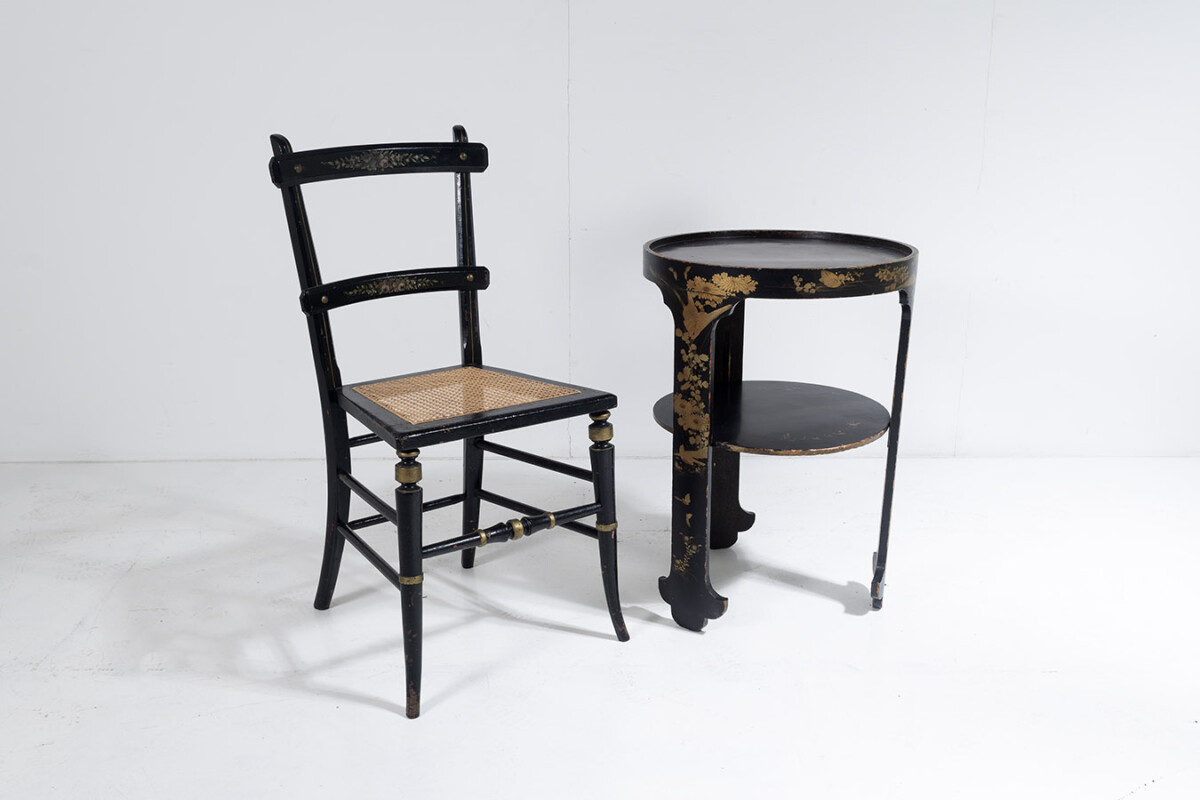 Antique Oriental Chinoiserie Ebonised and Gilt Circular Japanese Occasional Side Table - Image 6