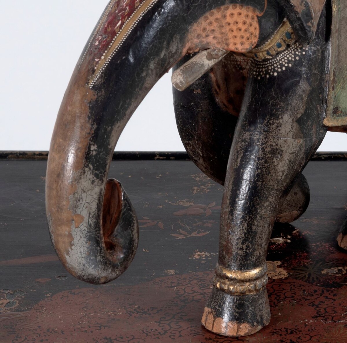Large Decorative Antique 19th Century Carved Indian Elephant with Painted Caparision - Image 5