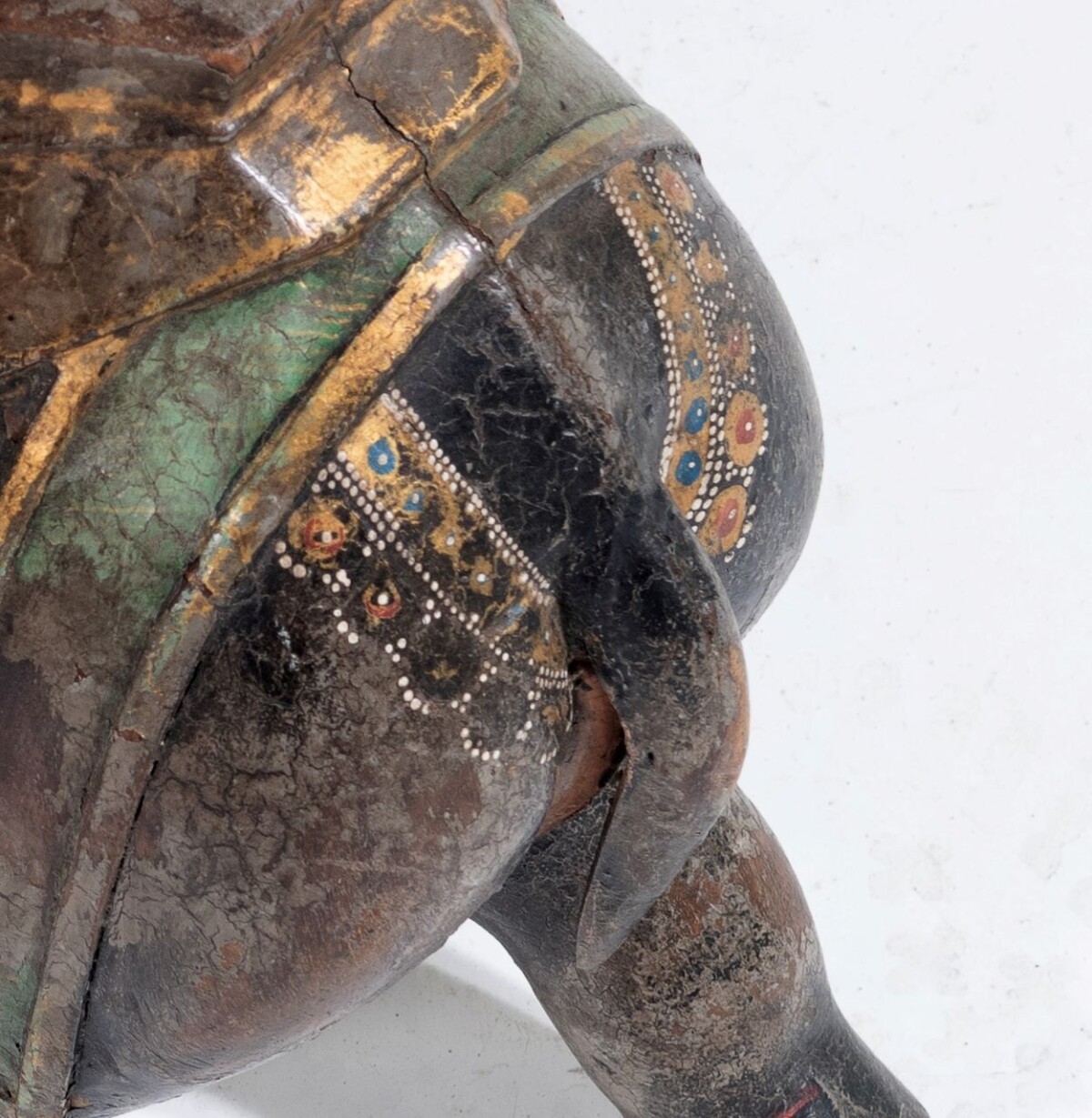 Large Decorative Antique 19th Century Carved Indian Elephant with Painted Caparision - Image 8