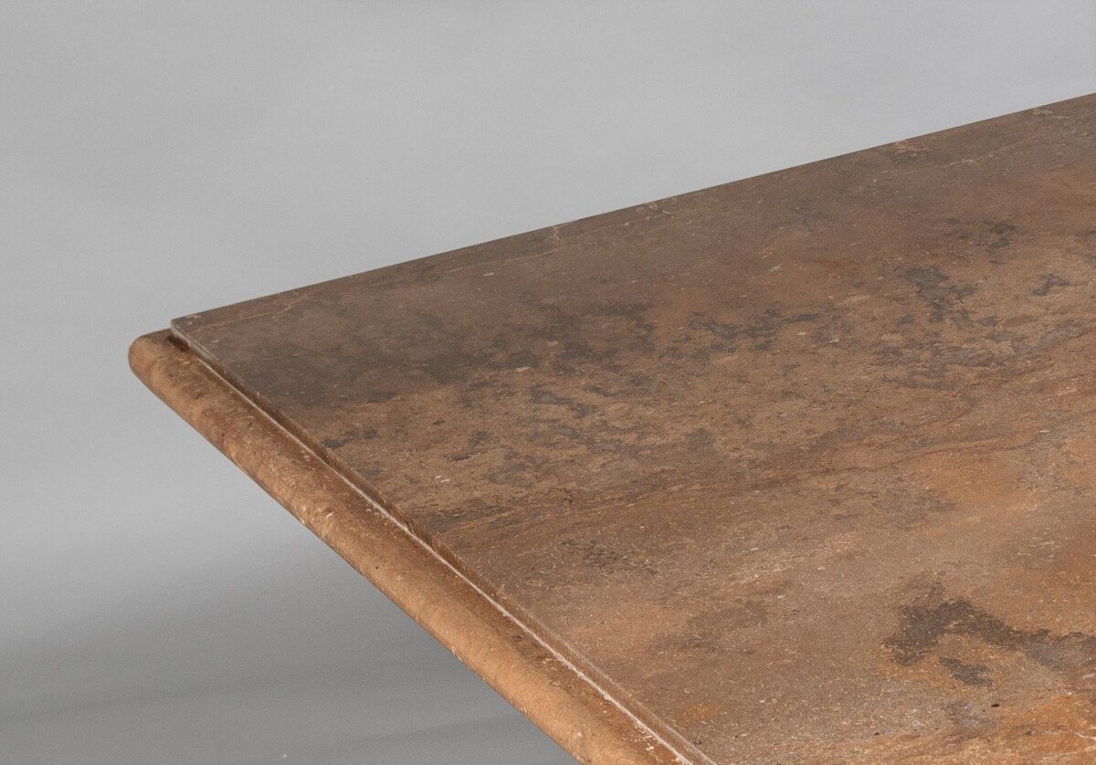 Large Square Italian Vintage Modern Travertine Coffee Table in superb Walnut Colour Vein - Image 7