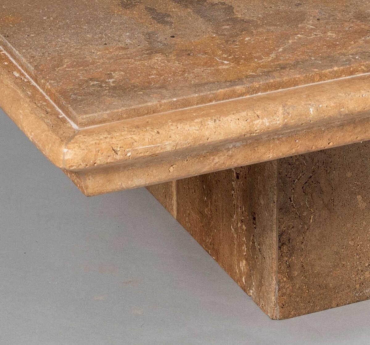 Large Square Italian Vintage Modern Travertine Coffee Table in superb Walnut Colour Vein - Image 5