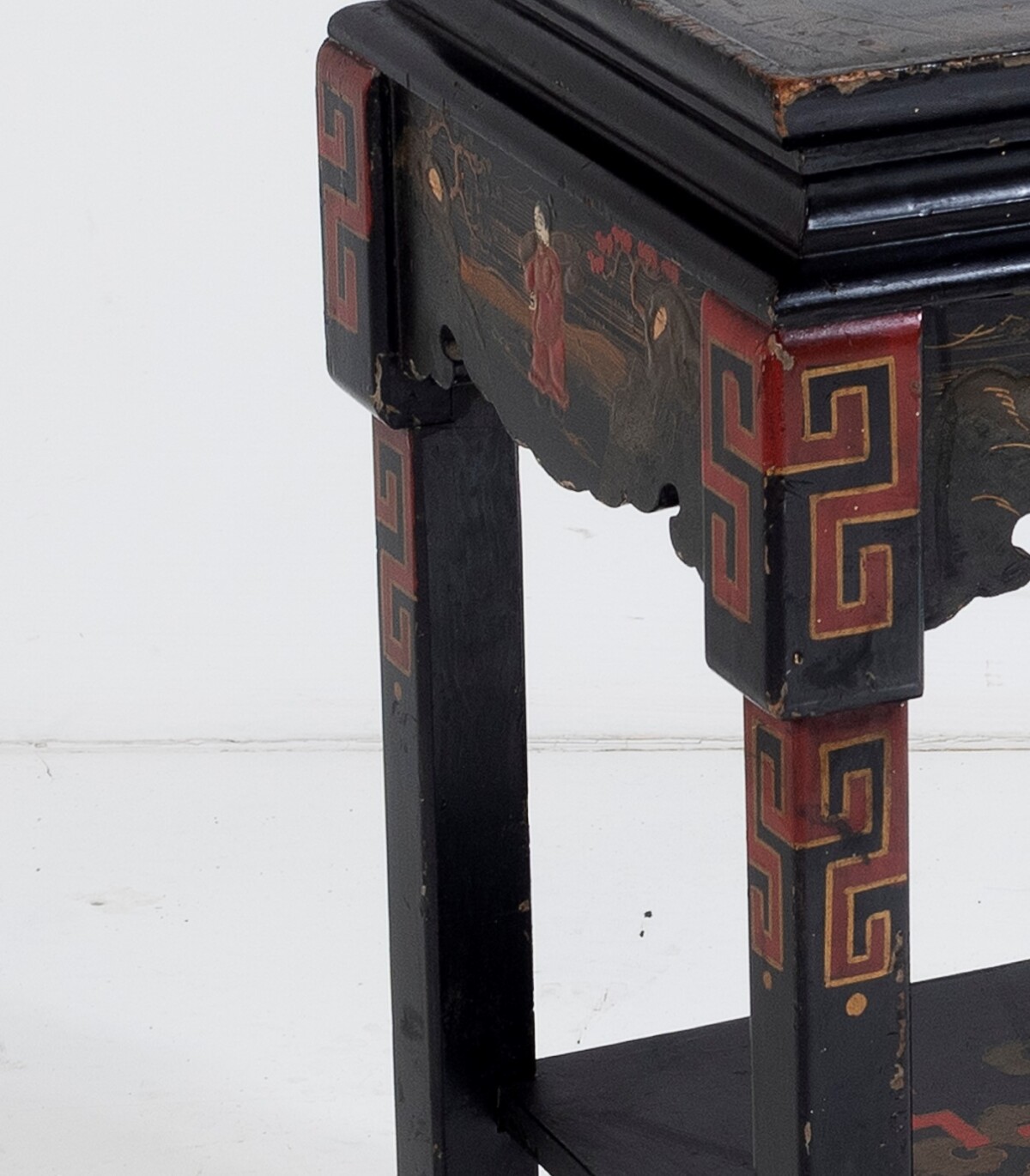 19th Century Black Lacquered Chinese Oriental Decorative Chinoiserie Occasional Side Table - Image 8