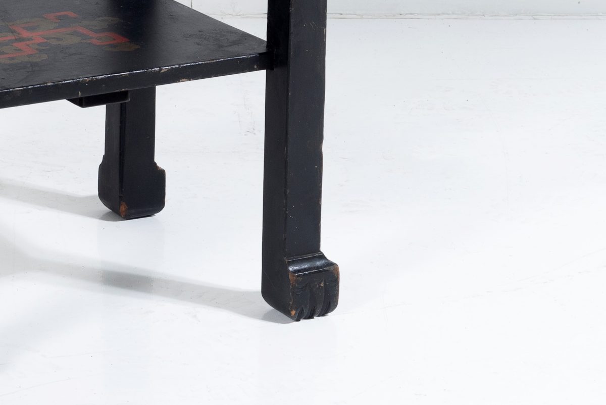 19th Century Black Lacquered Chinese Oriental Decorative Chinoiserie Occasional Side Table - Image 14