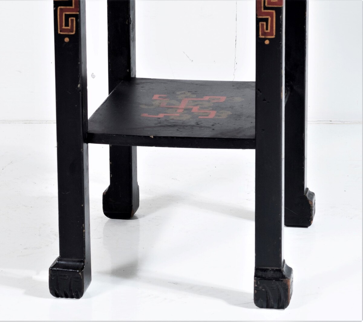 19th Century Black Lacquered Chinese Oriental Decorative Chinoiserie Occasional Side Table - Image 13