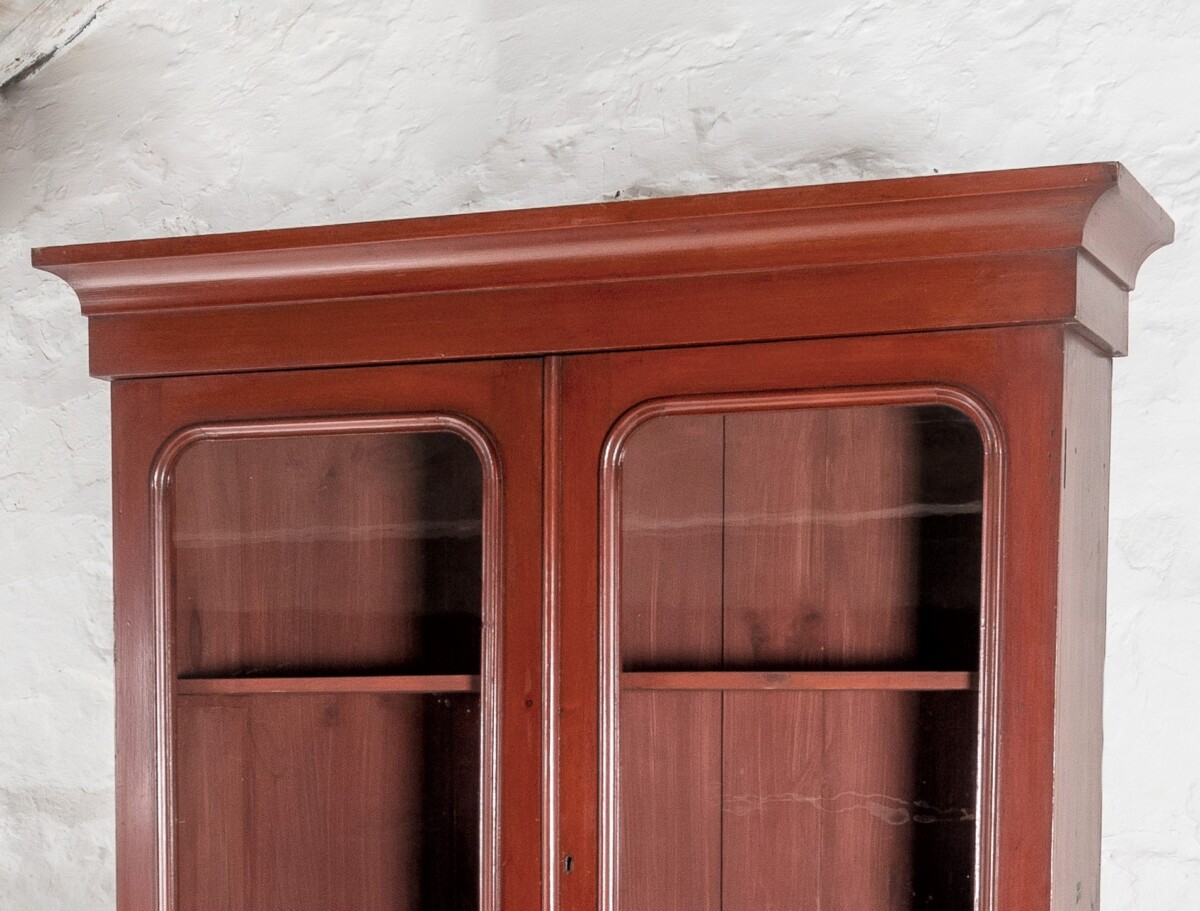 Tall Victorian Dresser unit Bookcase with original Glazing and Red Brown Lacquer - Image 3