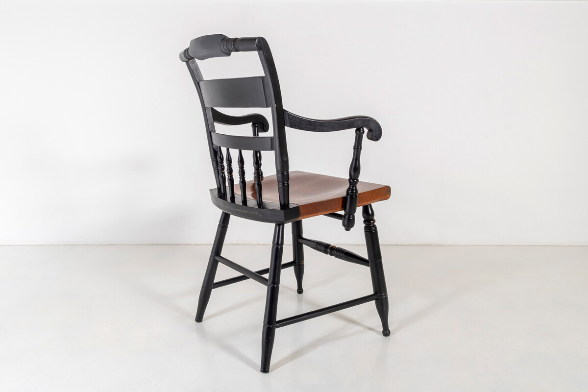 Set of 4 - L. Hitchcock Stencilled Painted Black Solid Maple Dining Chairs - Image 5