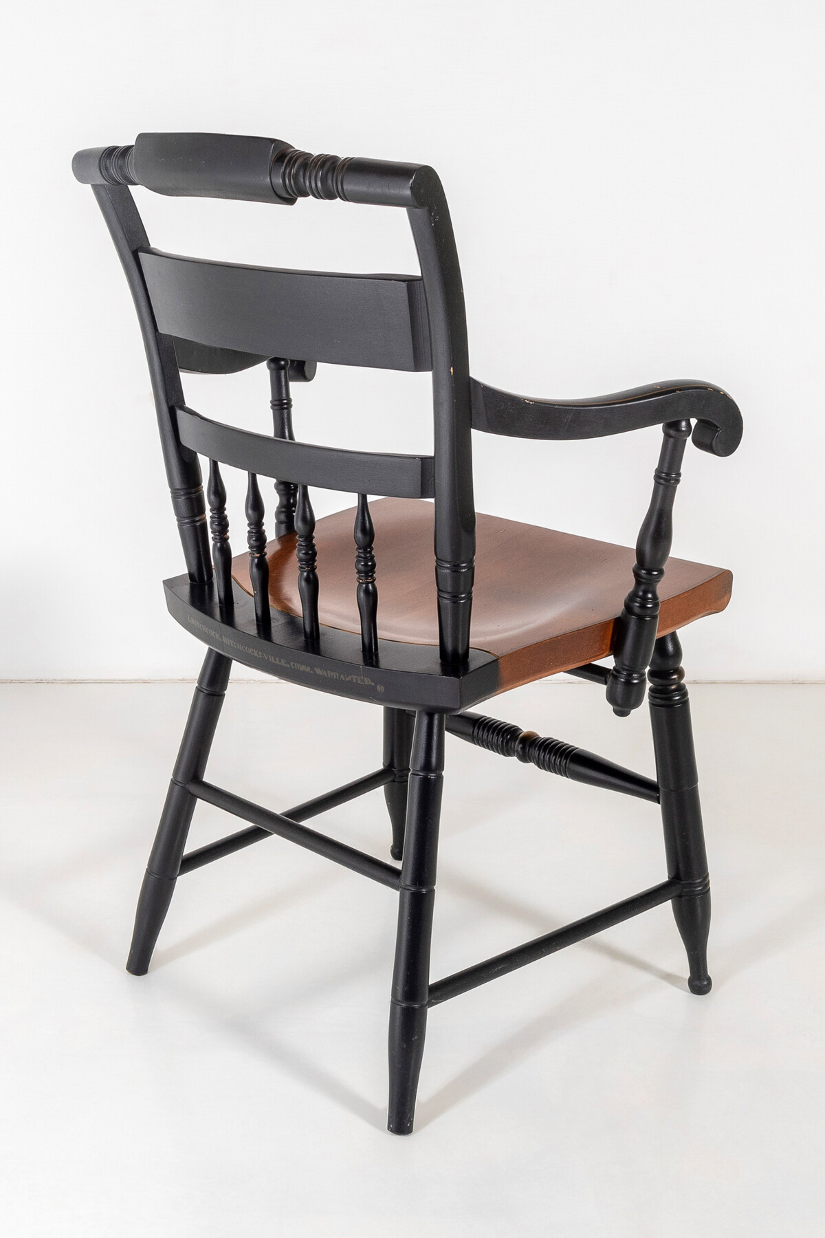 Set of 4 - L. Hitchcock Stencilled Painted Black Solid Maple Dining Chairs - Image 13