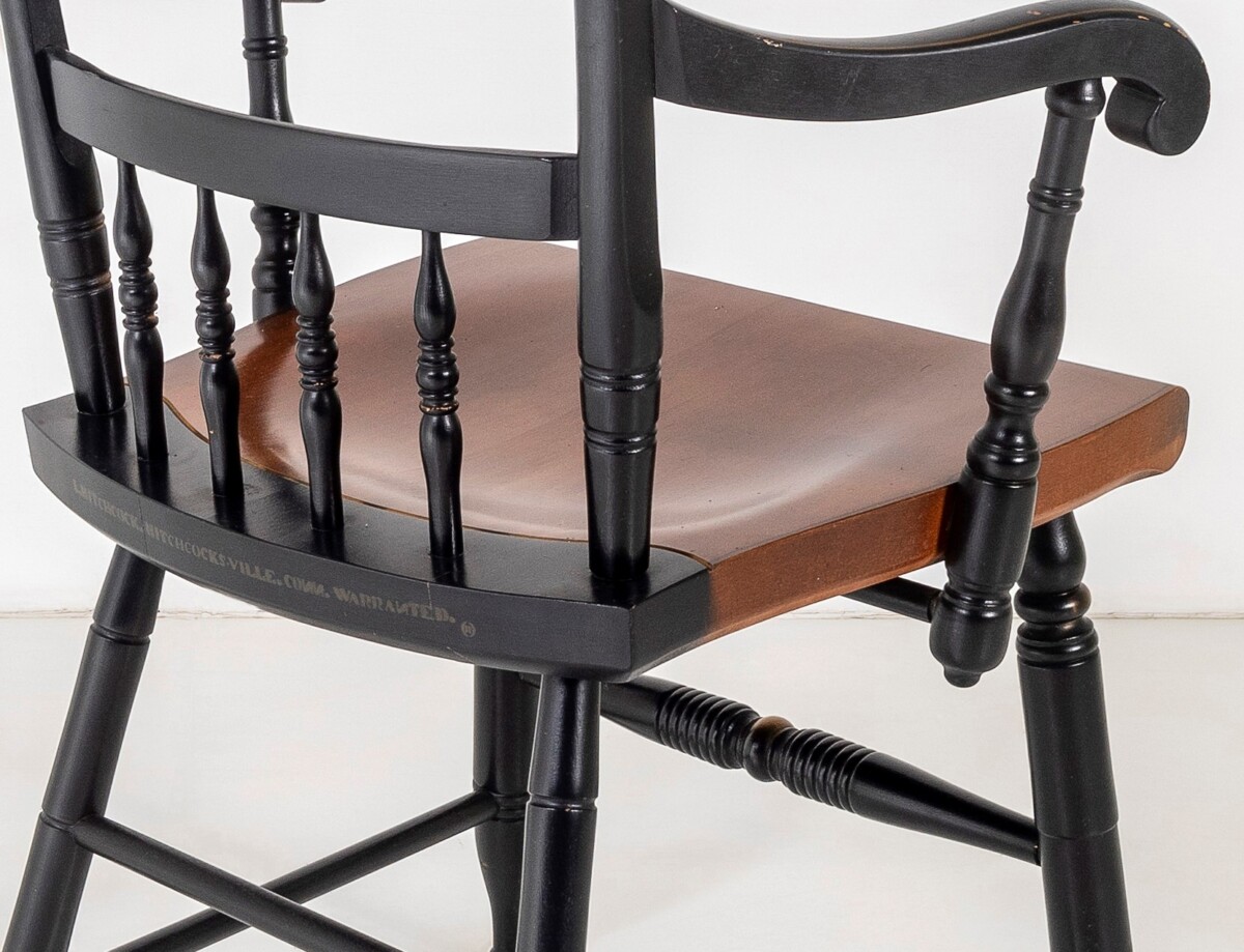Set of 4 - L. Hitchcock Stencilled Painted Black Solid Maple Dining Chairs - Image 8