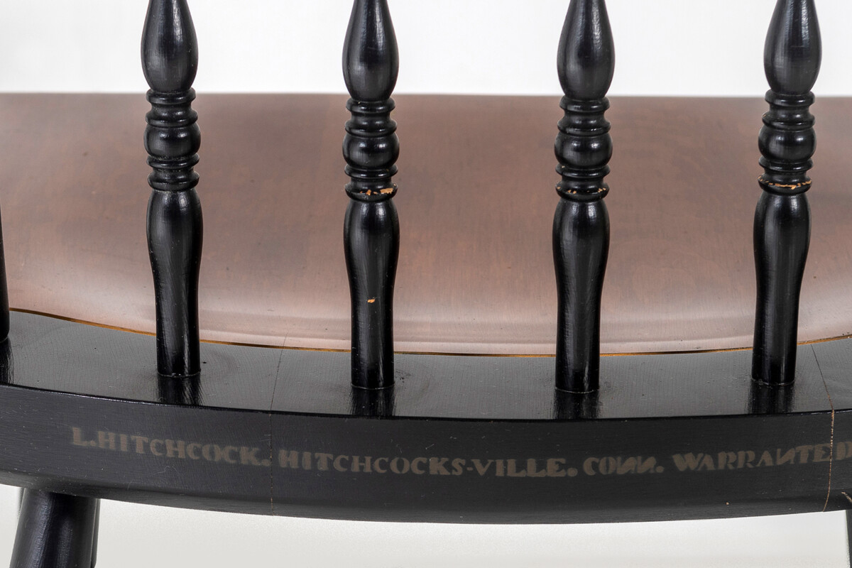 Set of 4 - L. Hitchcock Stencilled Painted Black Solid Maple Dining Chairs - Image 7