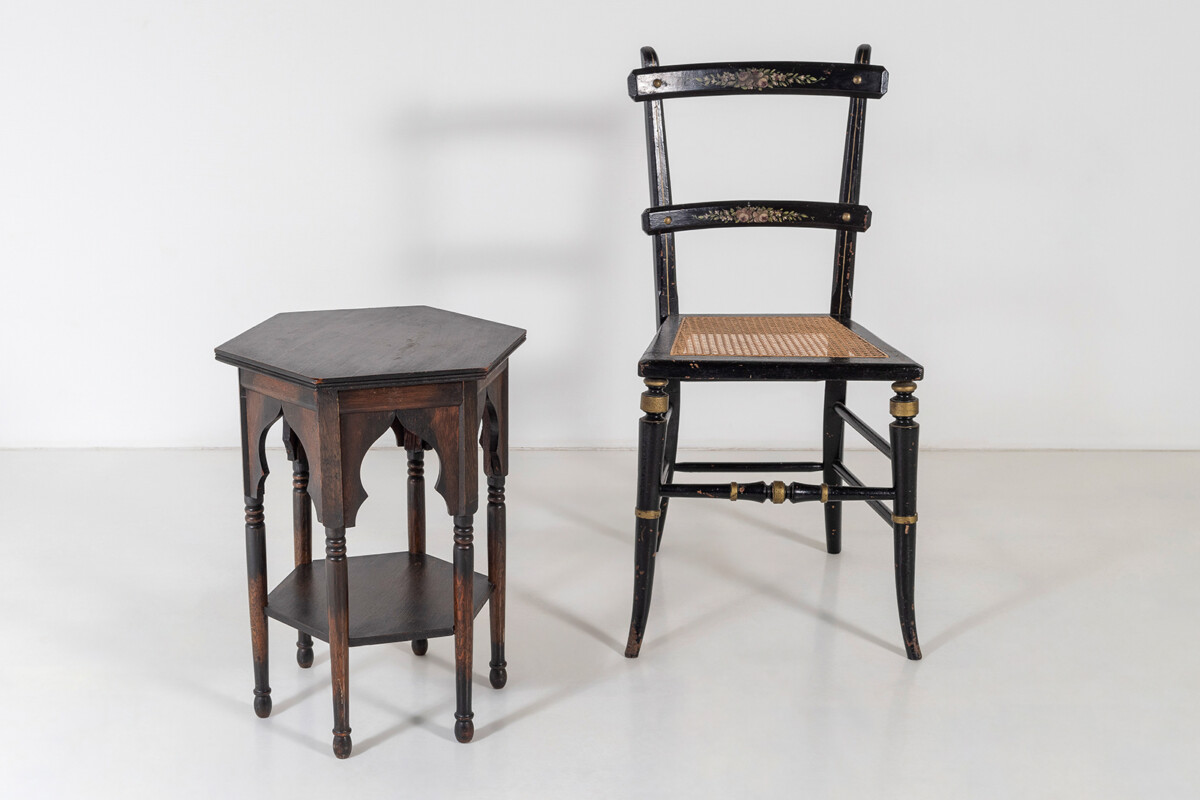 Small Liberty Co Oak Arts and Crafts Moorish Occasional Side Table - Image 9