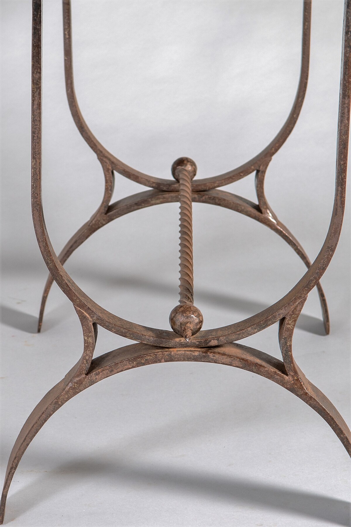 Heavy Verdigris Copper Lattice Top Wrought Iron French Side Table Console - Image 5
