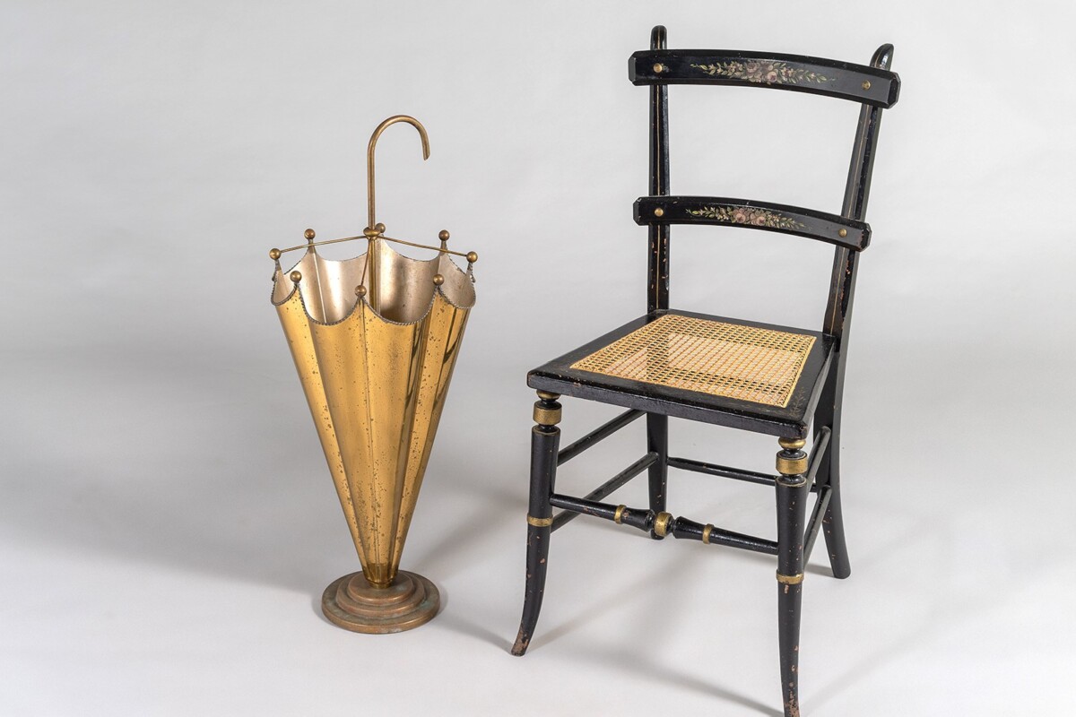 Mid Century French Patinated Brass Formed Umbrella Stand - Image 4