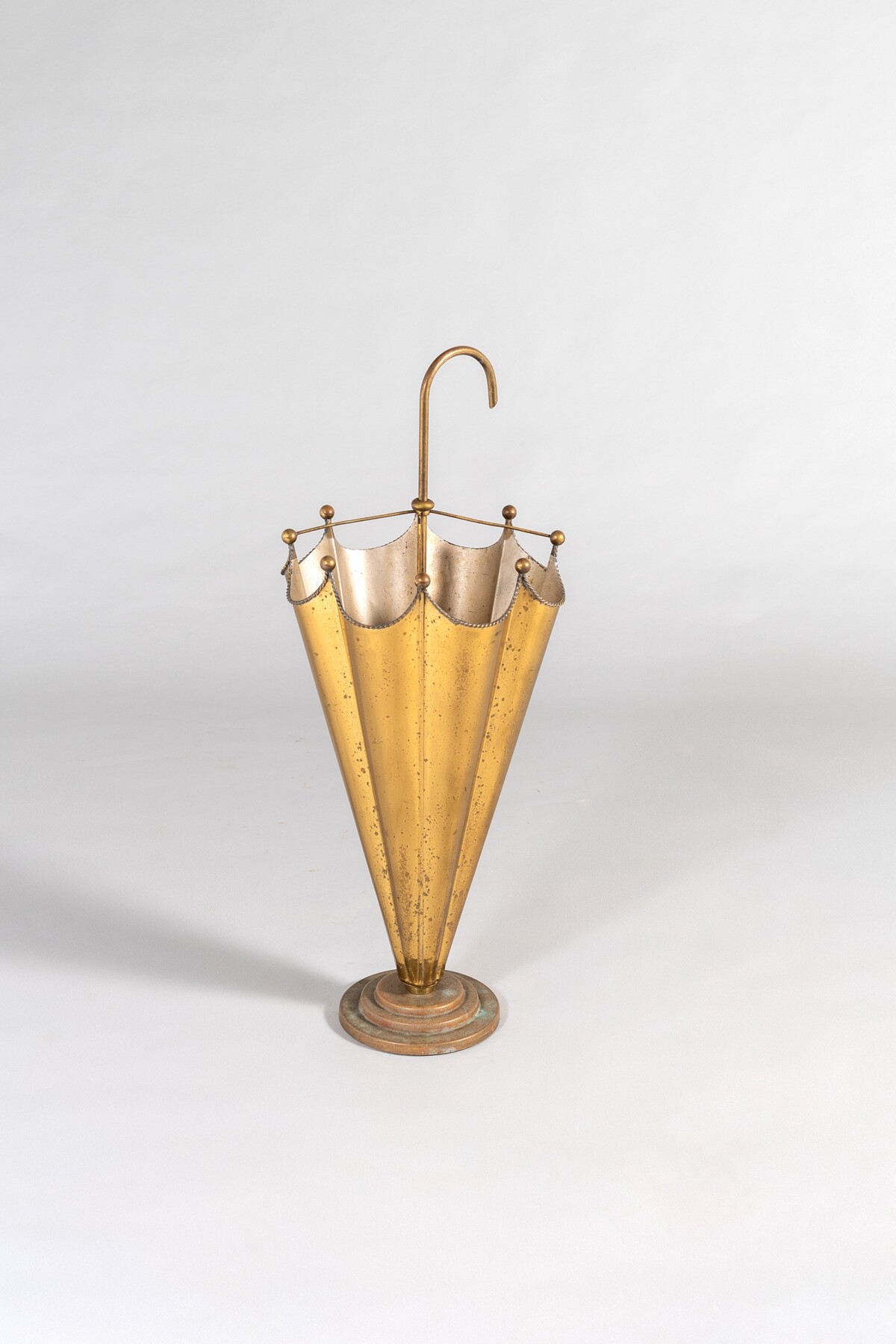Mid Century French Patinated Brass Formed Umbrella Stand - Image 11