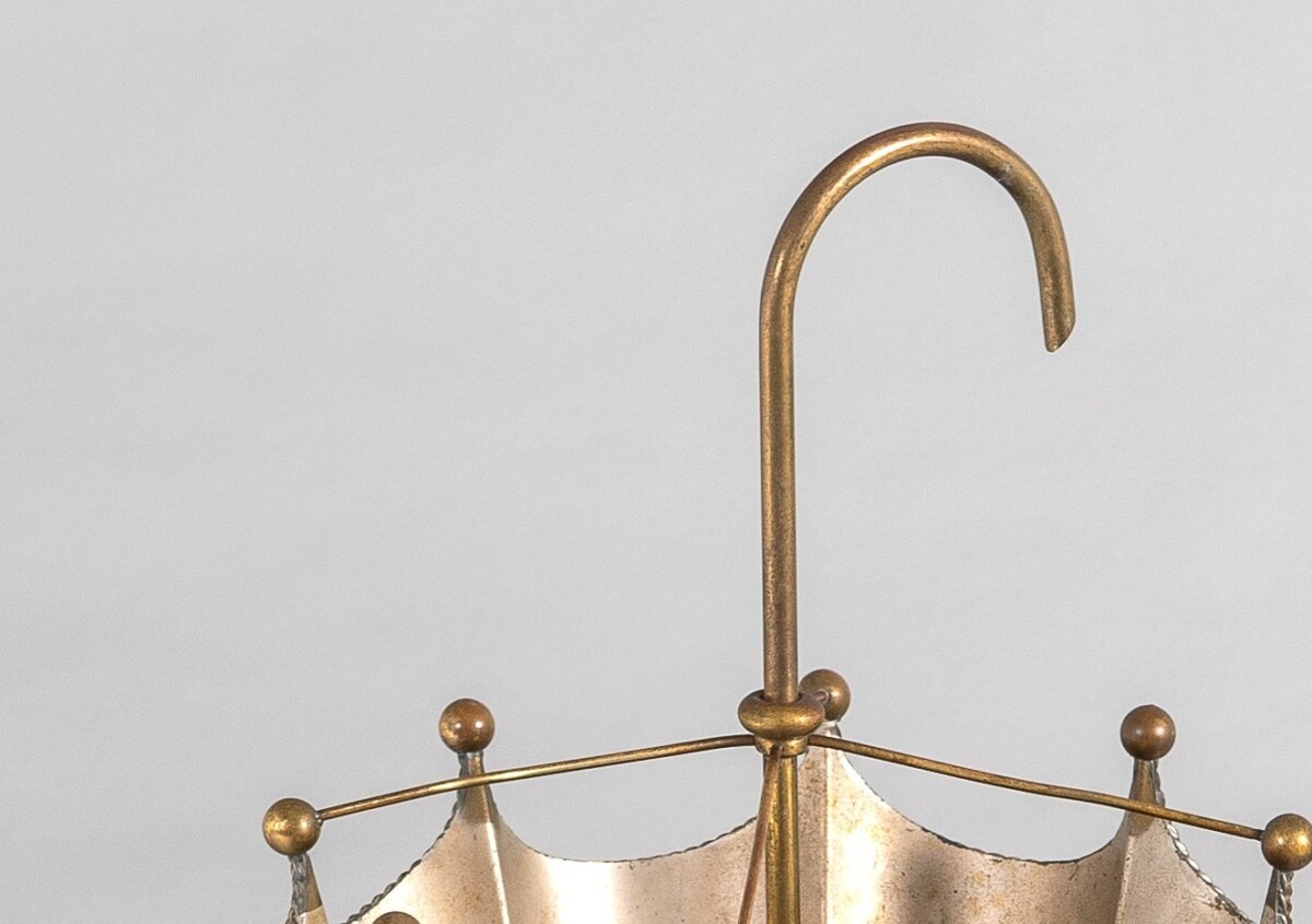 Mid Century French Patinated Brass Formed Umbrella Stand - Image 9