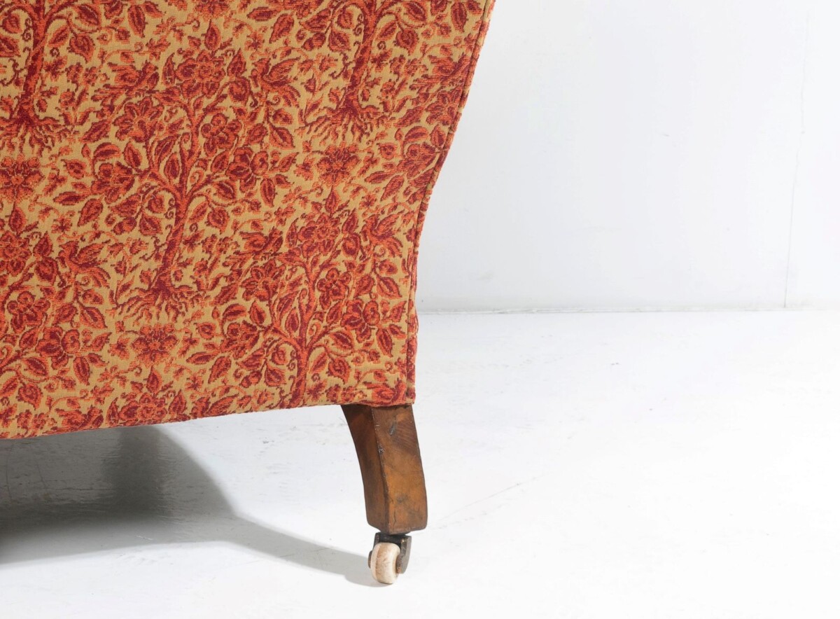 Antique English Walnut Country House Open Armchair, Traditional Upholstery on Castors - Image 14